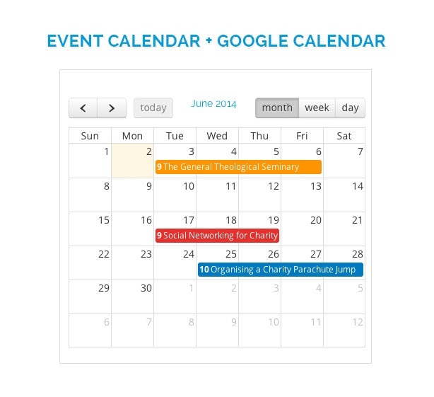 Event calendar for Church/Non-Profit