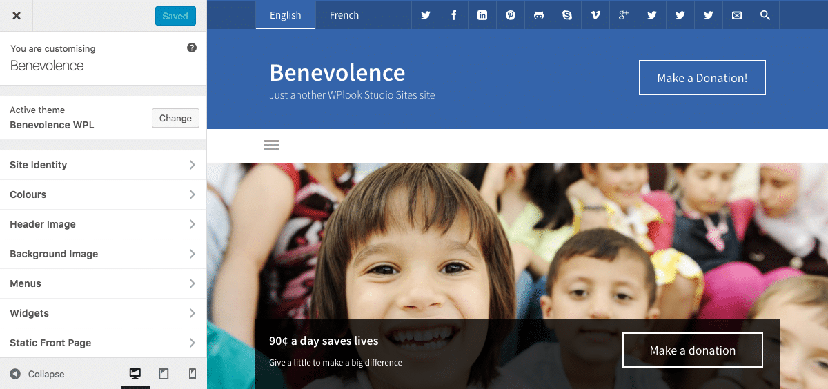 Customizer - Benevolence Docs