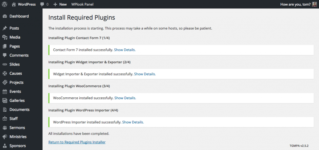 All plugins have been installed successfully.