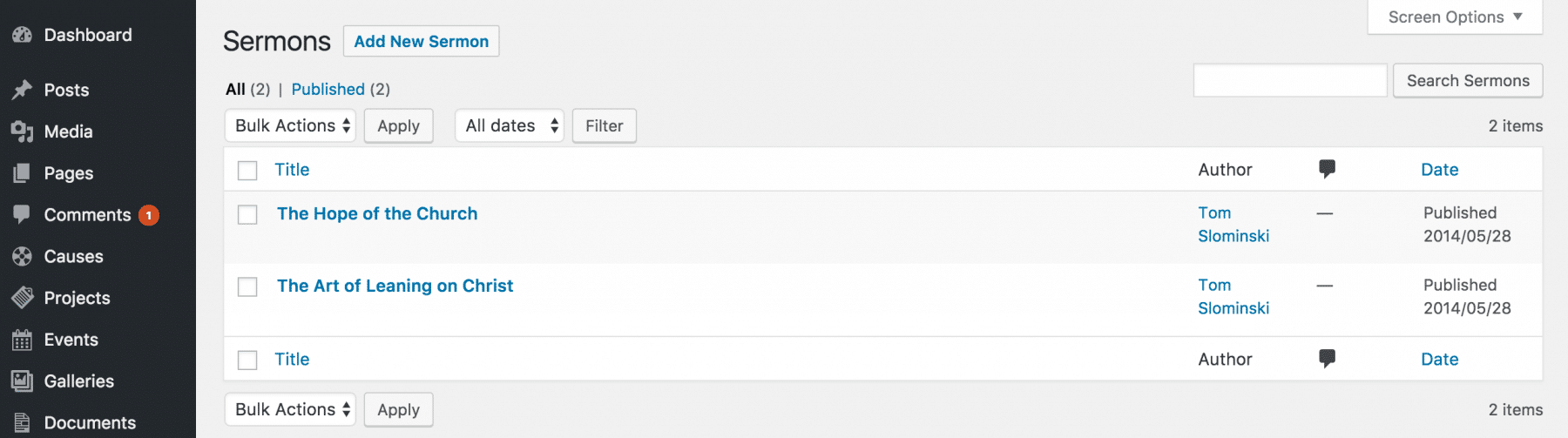 All Sermons - WPlook Documentation