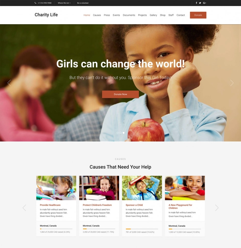 Charity Life WordPress Theme for Churches