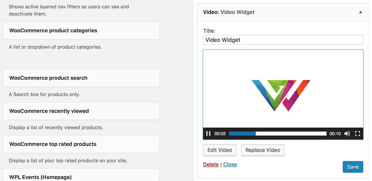 Video Widget WordPress-4-8