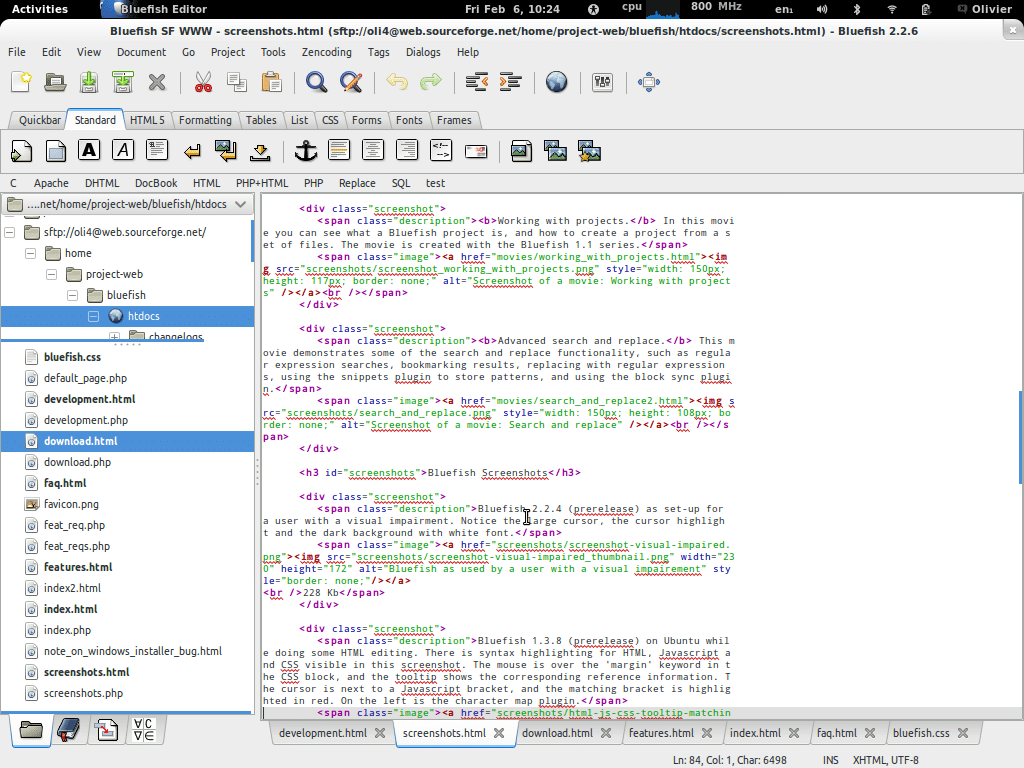Bluefish code editor