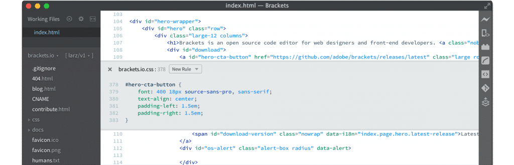 Brackets code editors