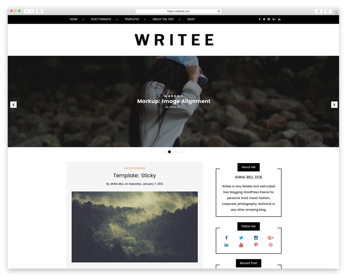 Writee Beautiful Free Personal Blog 