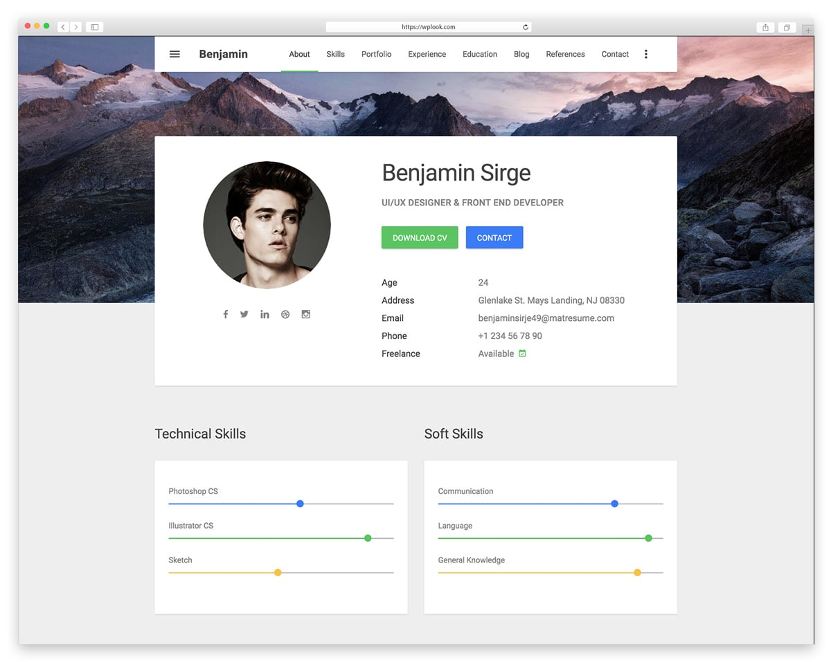 simple resume website template free