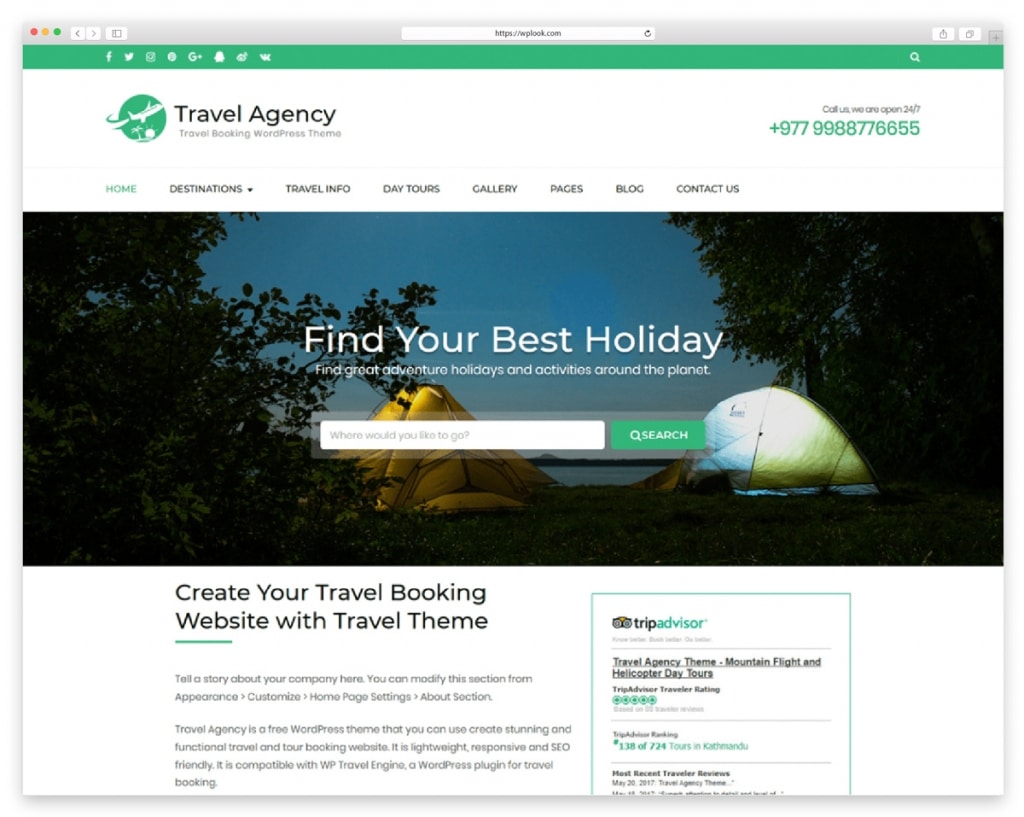 Travel Agency - Free Responsive WordPress Theme