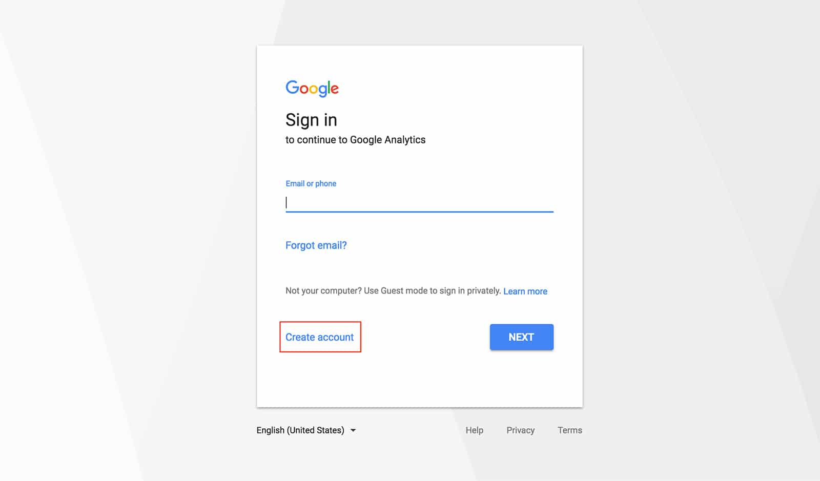 Google Analytics Login Form