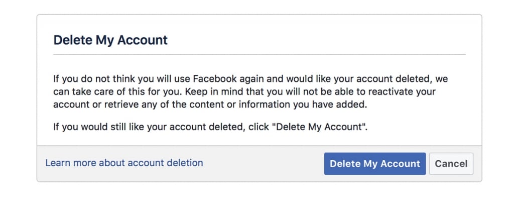 By most accounts. Delete Facebook account.