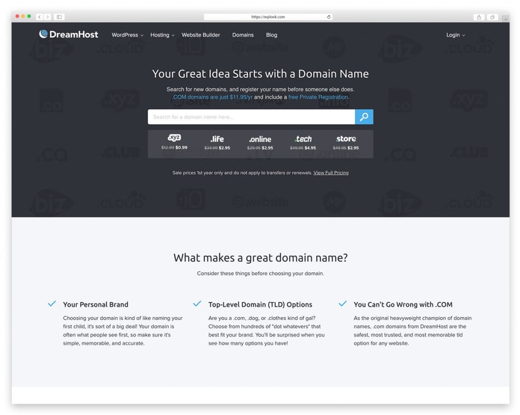 DreamHost - Website Domain Name Register