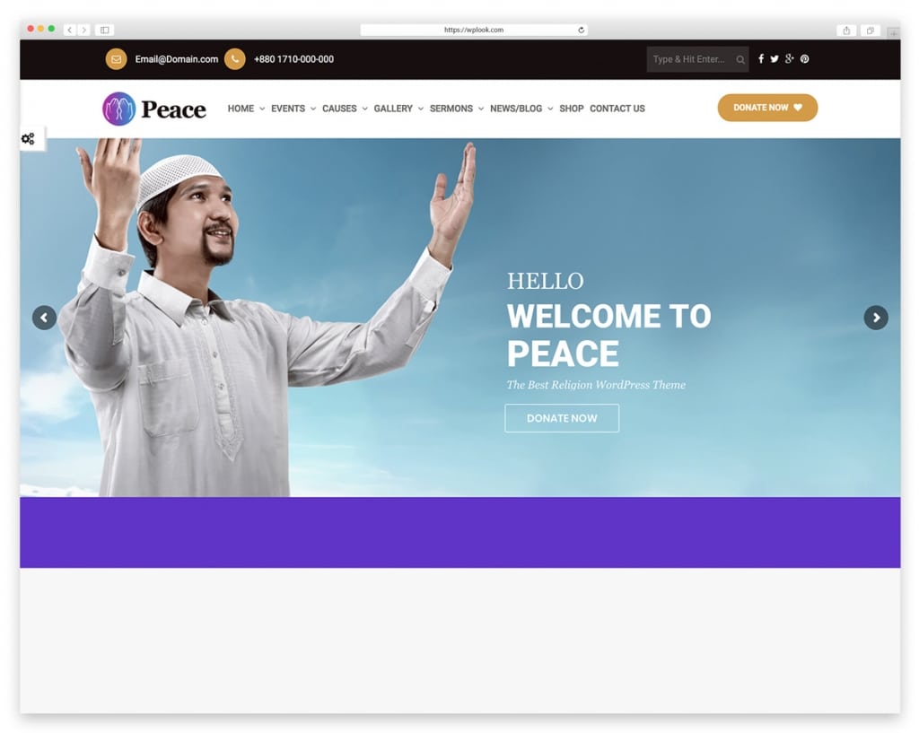 Peace - WordPress Theme for Temple, Mosque