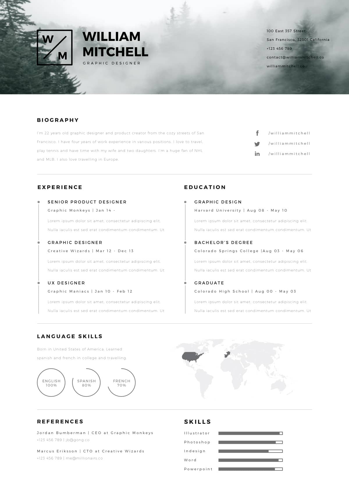 simple resume template with picture free download