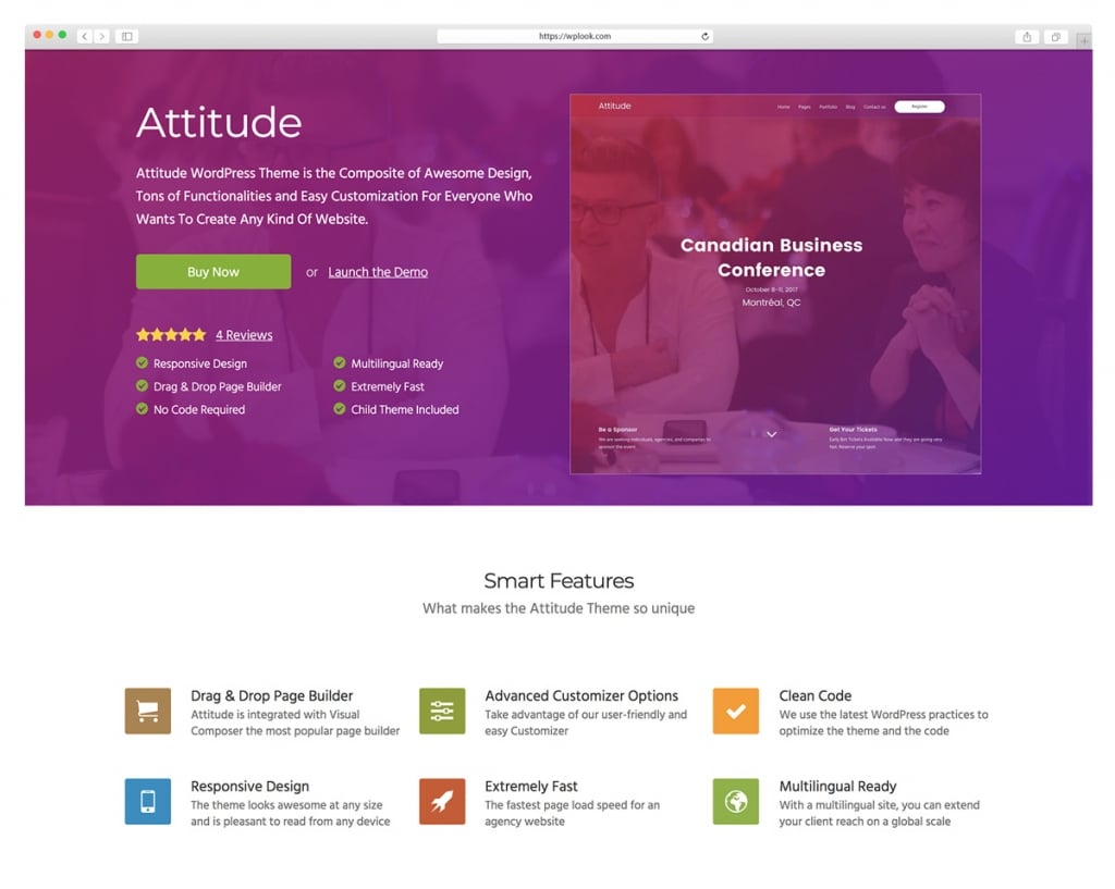 Attitude - Drag and Drop WordPress Theme 