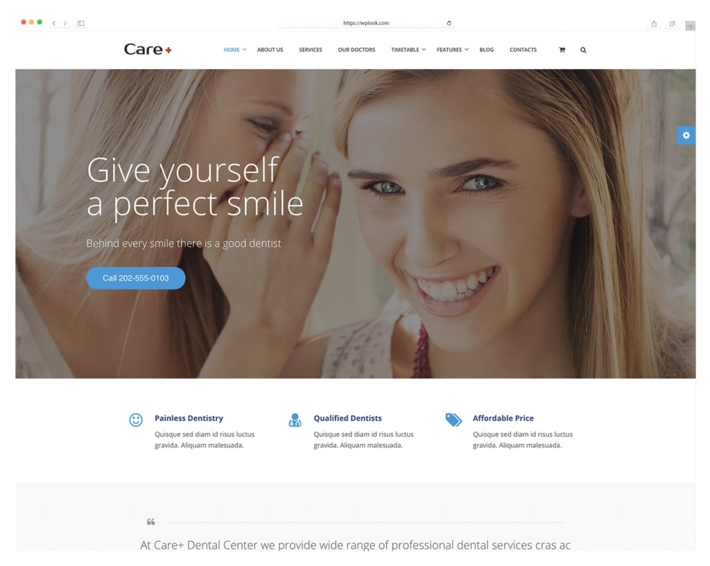 Care - dentist wordpress themes