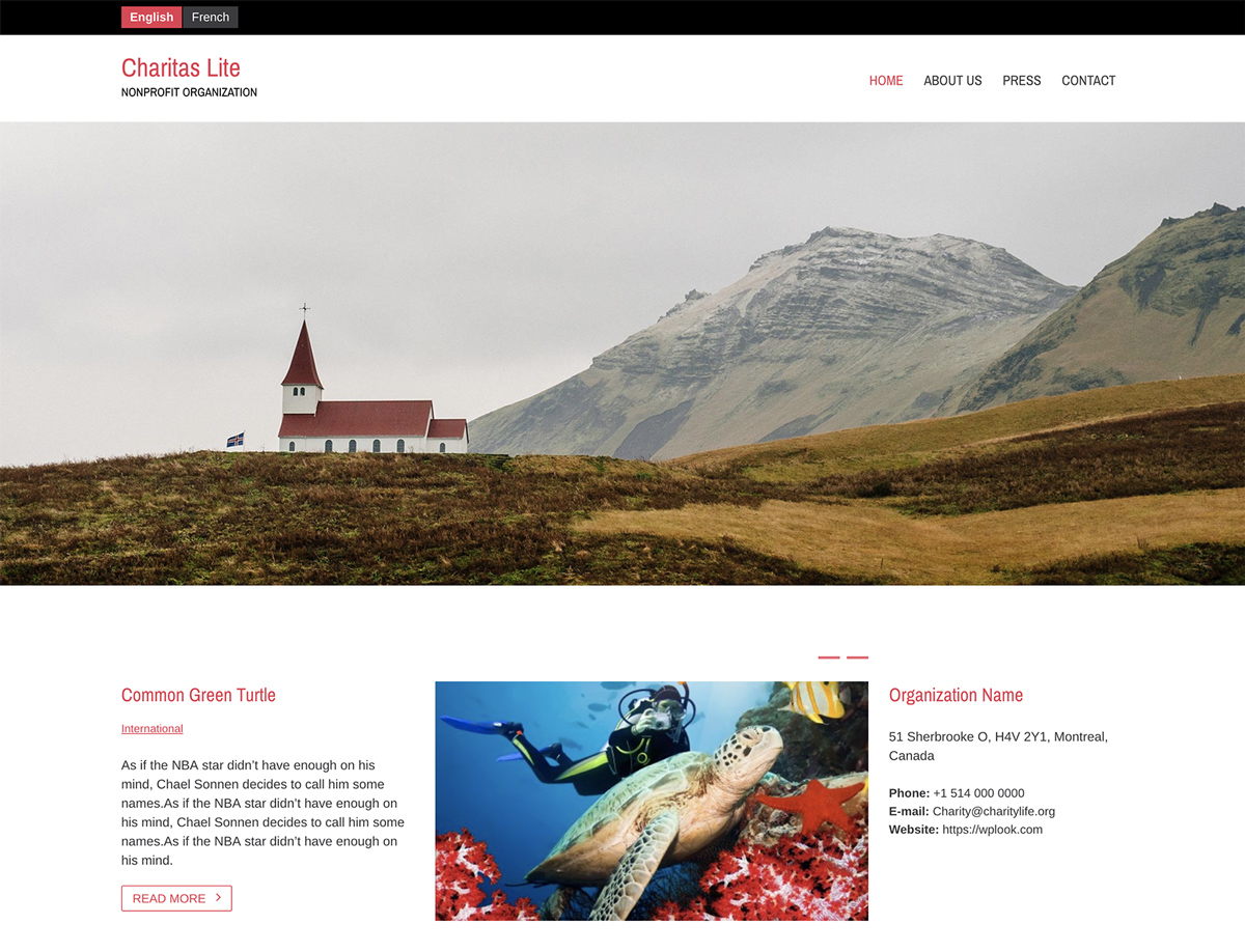 Charitas Lite - Free Nonprofit WordPress Theme