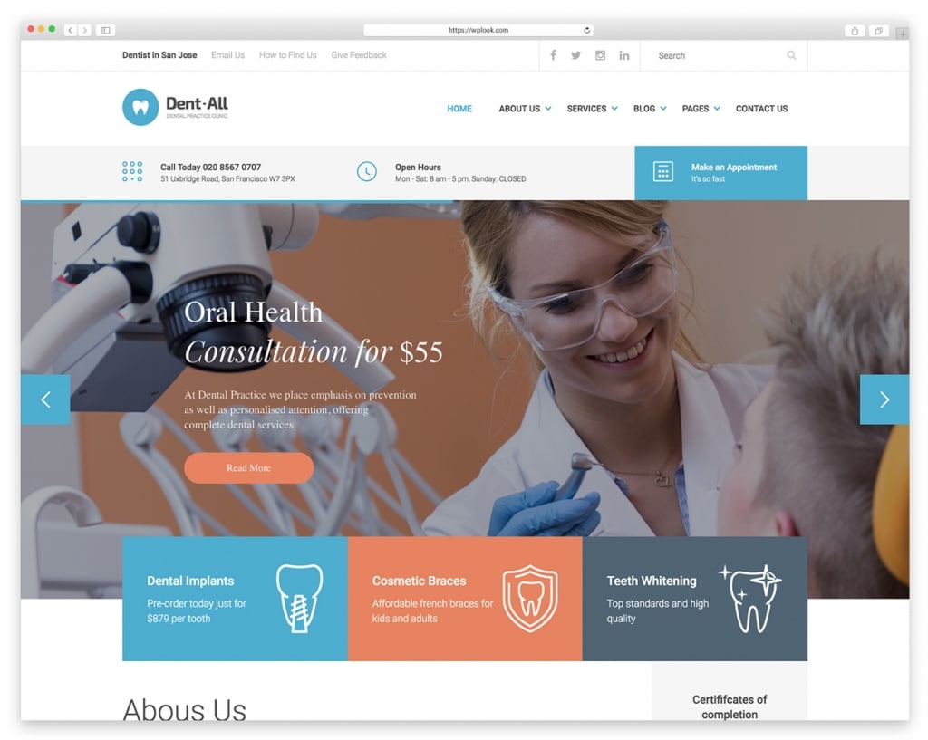 Dent-All - WordPress Theme for Dental Clinics