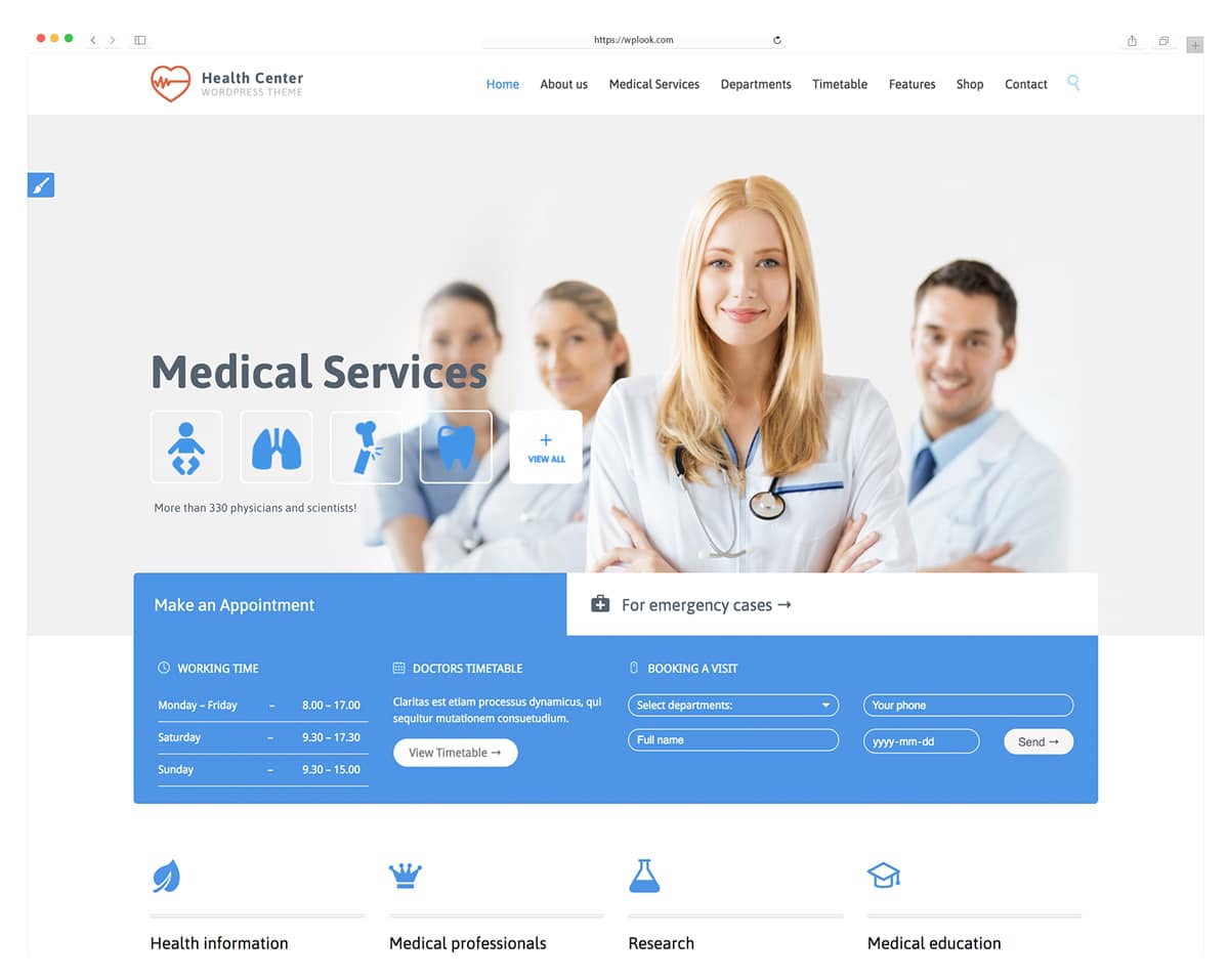 Health Center - WordPress Theme for Doctors