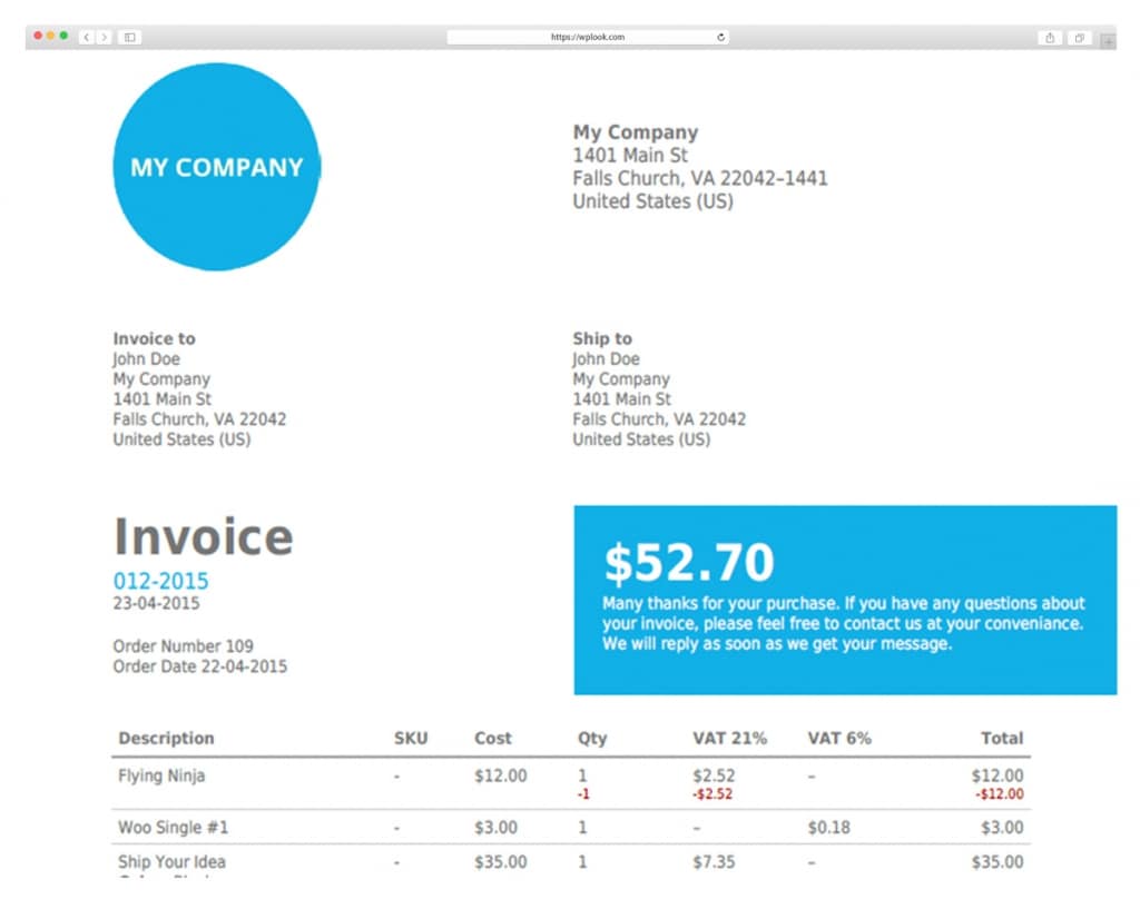 Download WooCommerce PDF Invoices