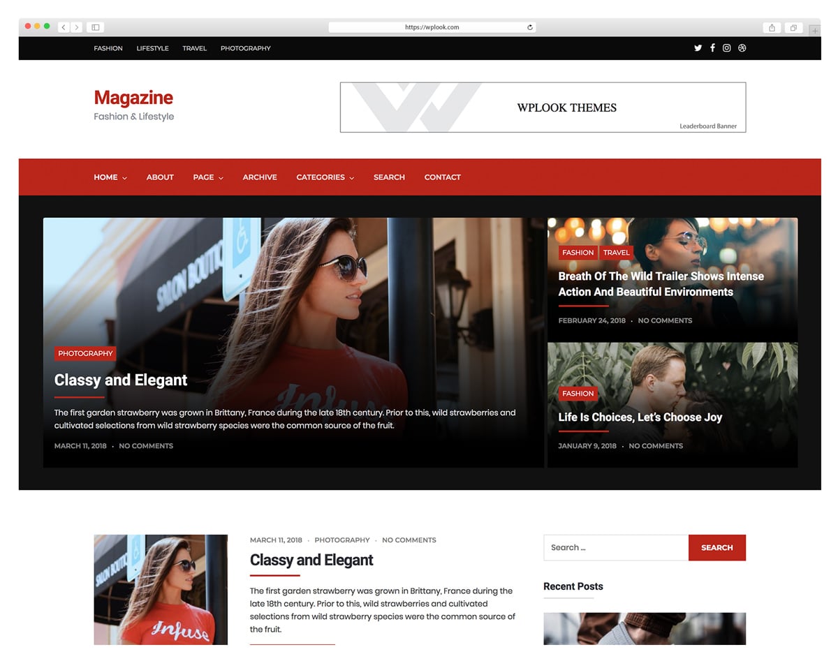 Magazine -Magazine - LifeStyle WordPress ThemeWordPress Theme for Photograph Bloggers.