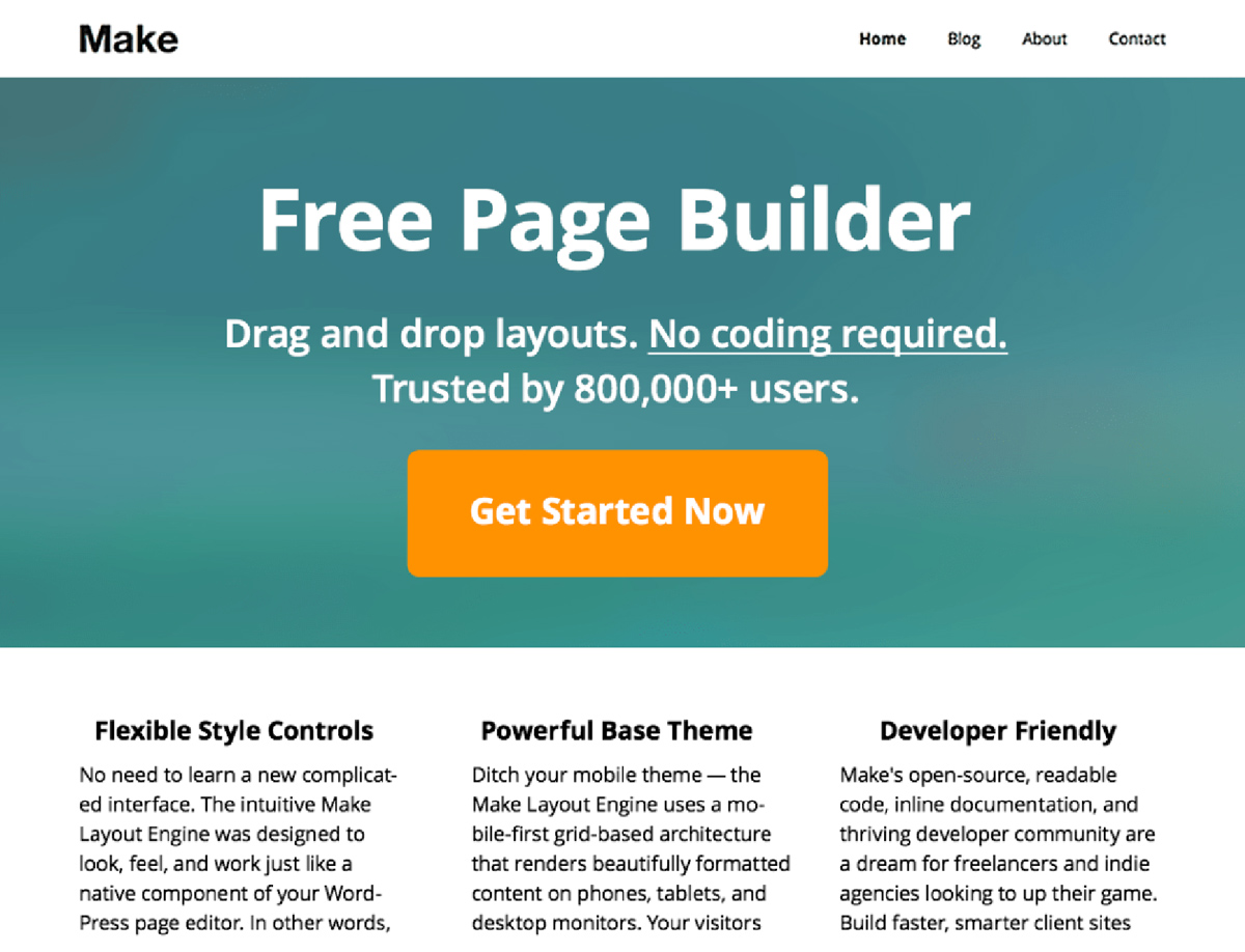 Make - drag and drop page builder