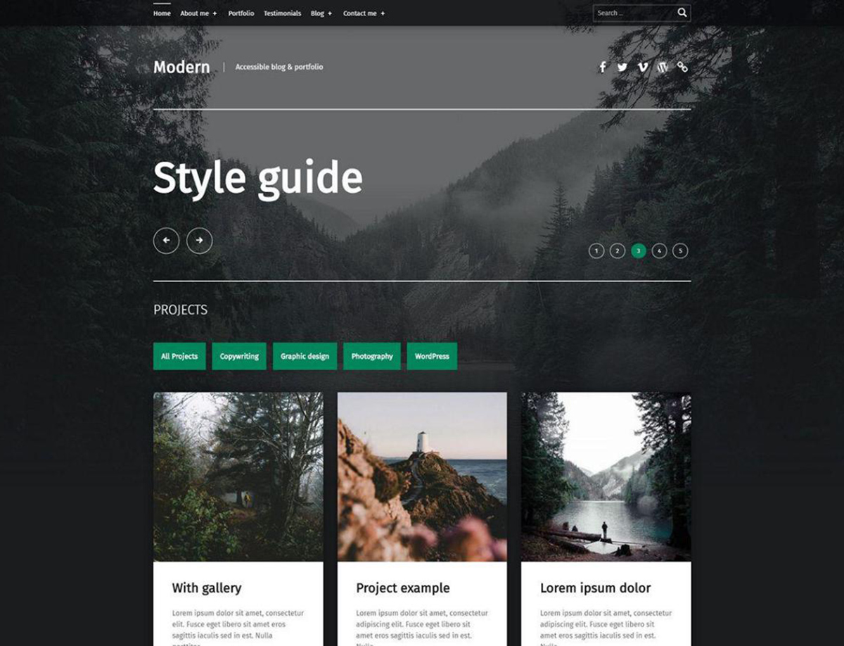 Modern - Free Portfolio WordPress theme