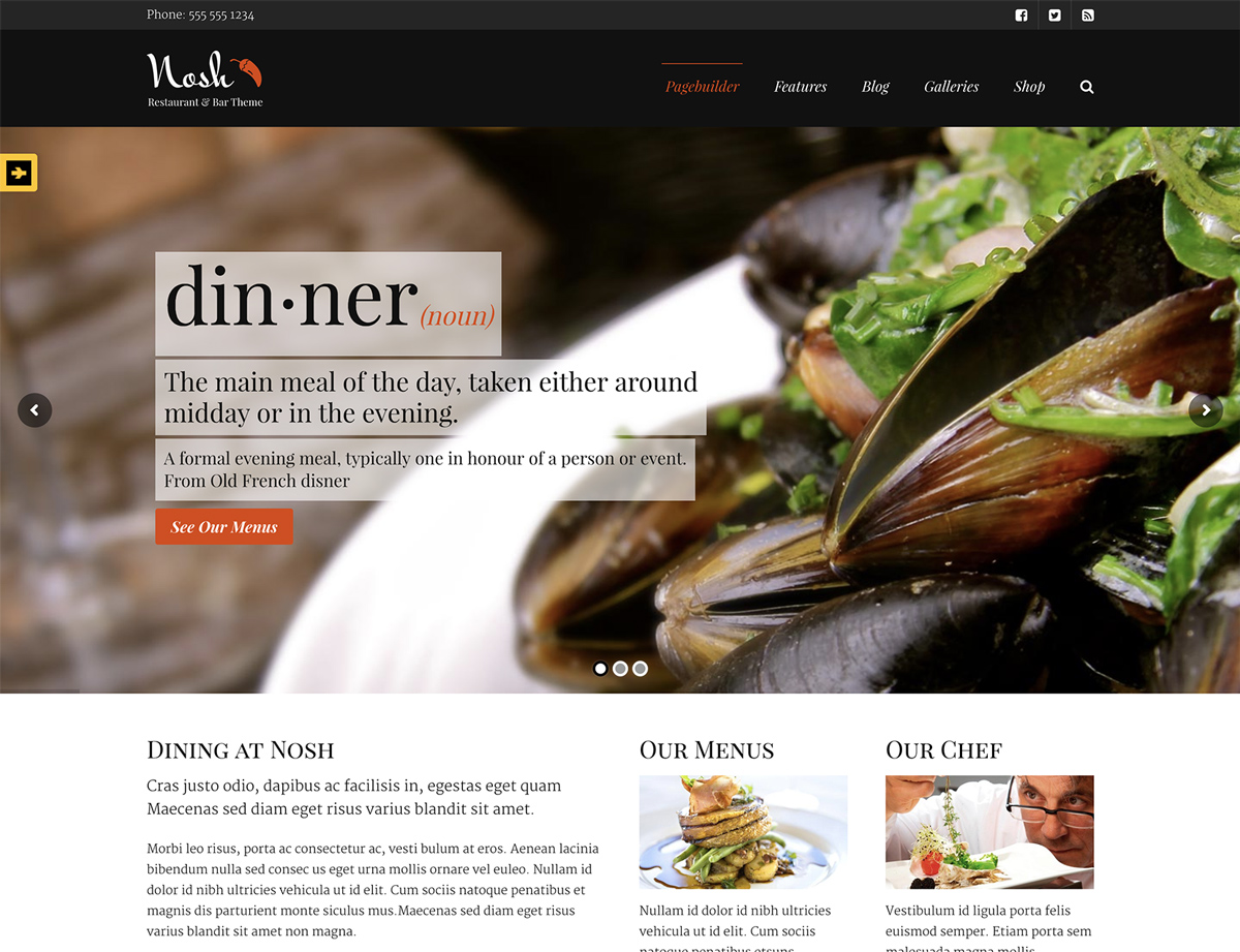 Nosh - Restaurant and Bar WordPress Theme