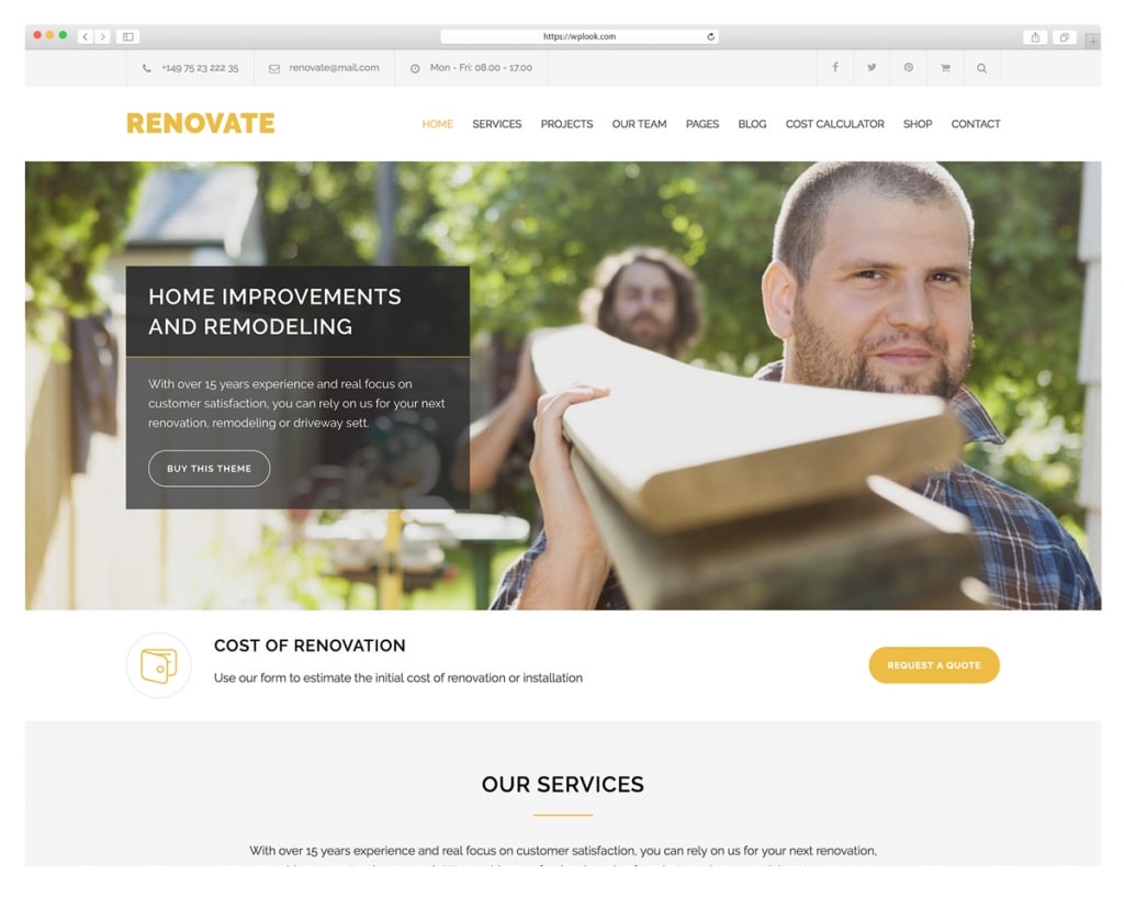 Renovate - Construction Renovation WordPress Theme