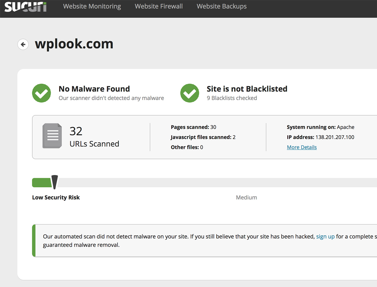 Sucuri -website security scan tools