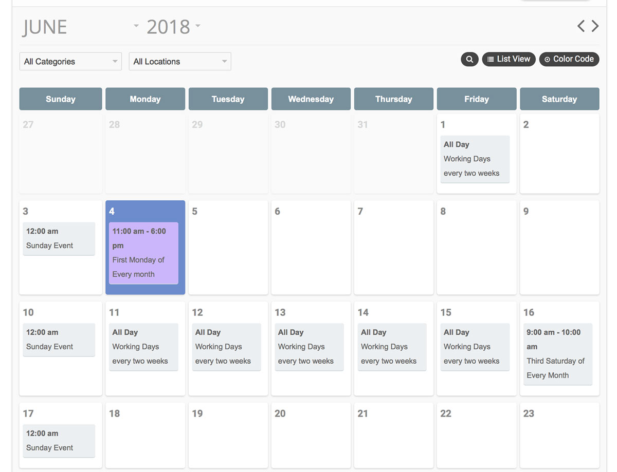 WordPress Pro Event Calendar