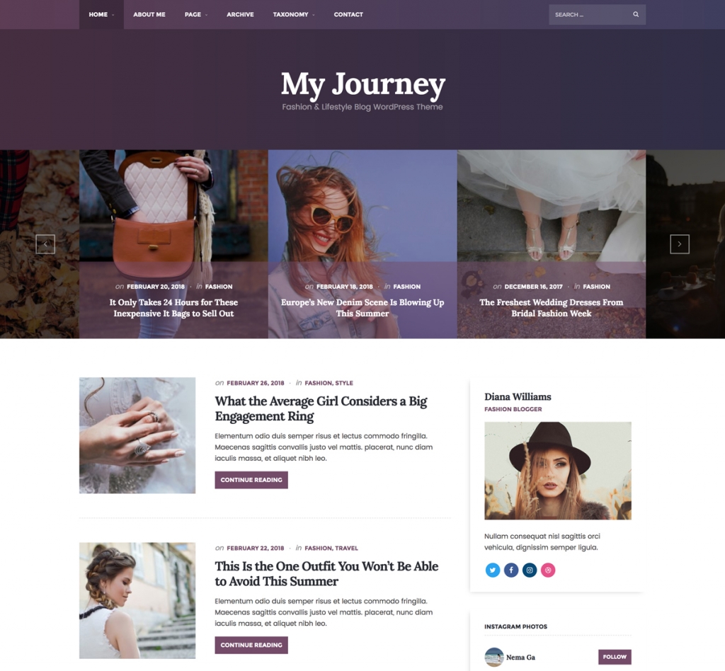 My Journey - Lifestyle WordPress Theme