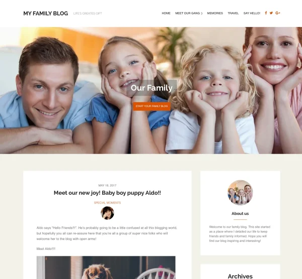 Family Blog WordPress Theme