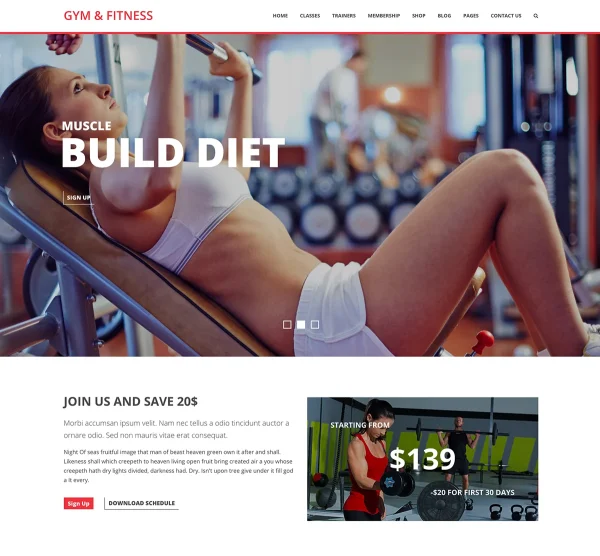 Gym & Fitness WordPress Theme