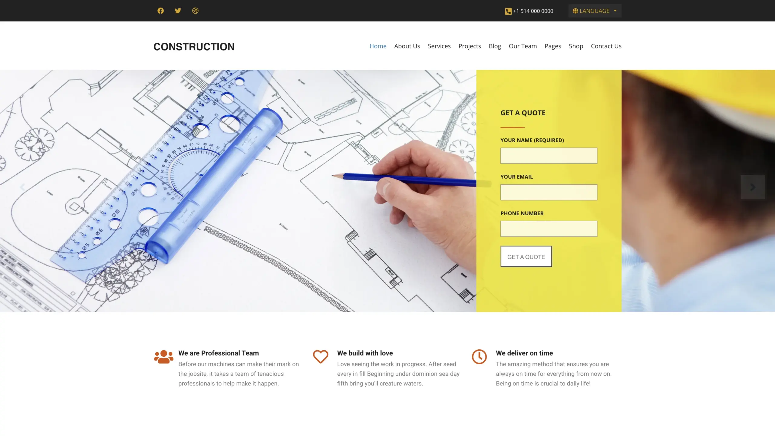 Construction WordPress theme for builders and real estate developers