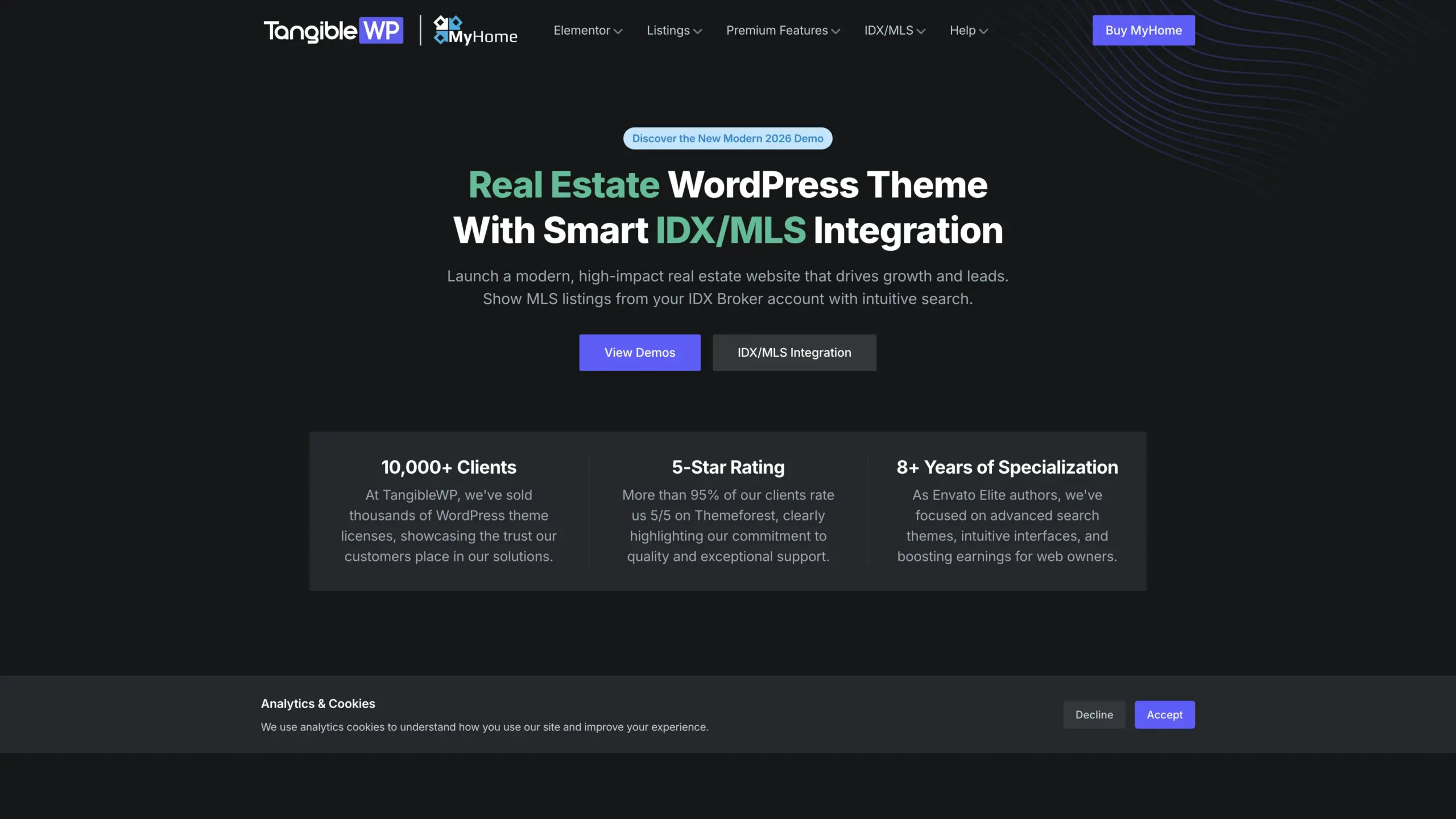 MyHome real estate WordPress theme with IDX MLS support