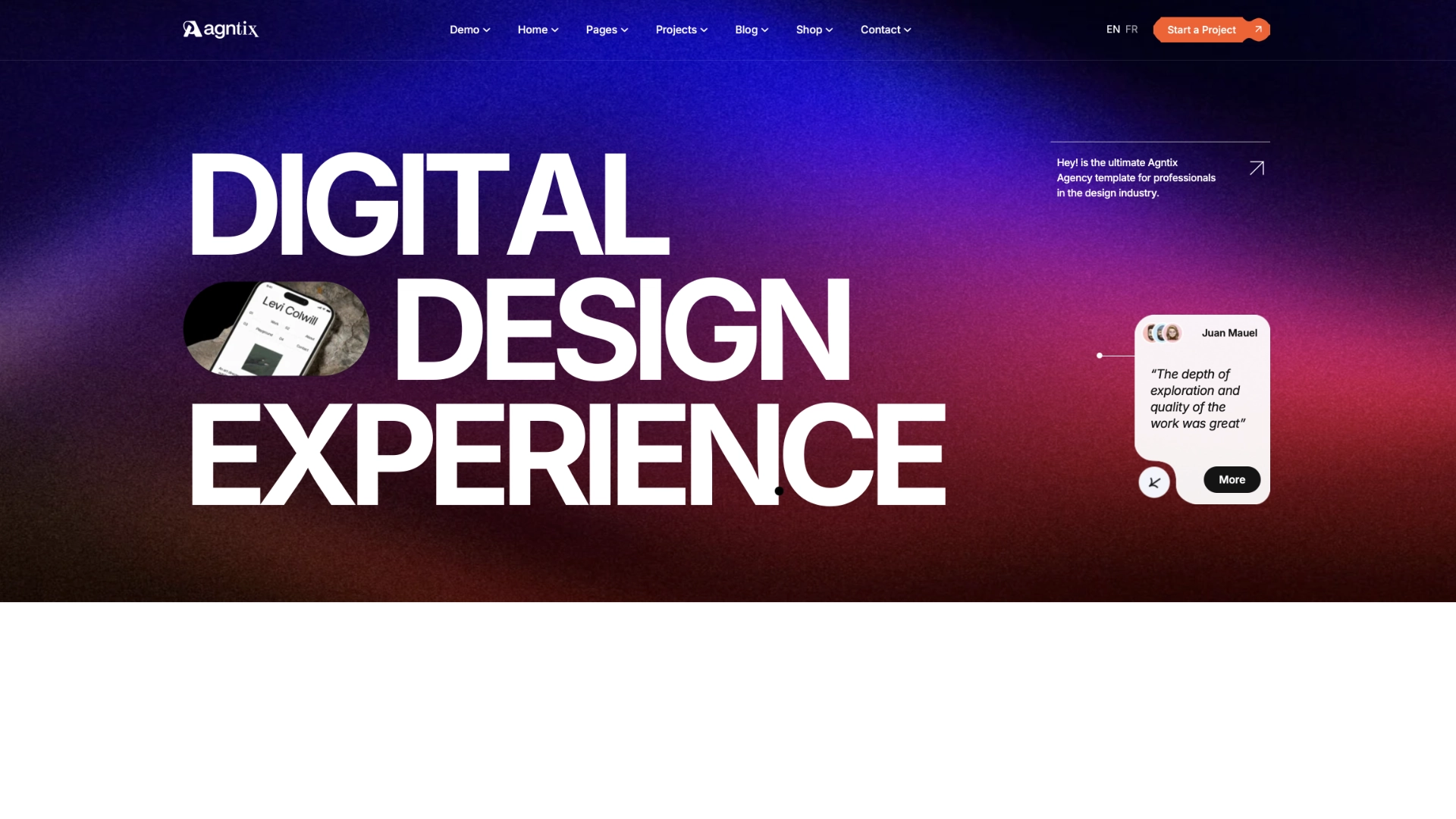 Agntix digital agency WordPress theme with modern design