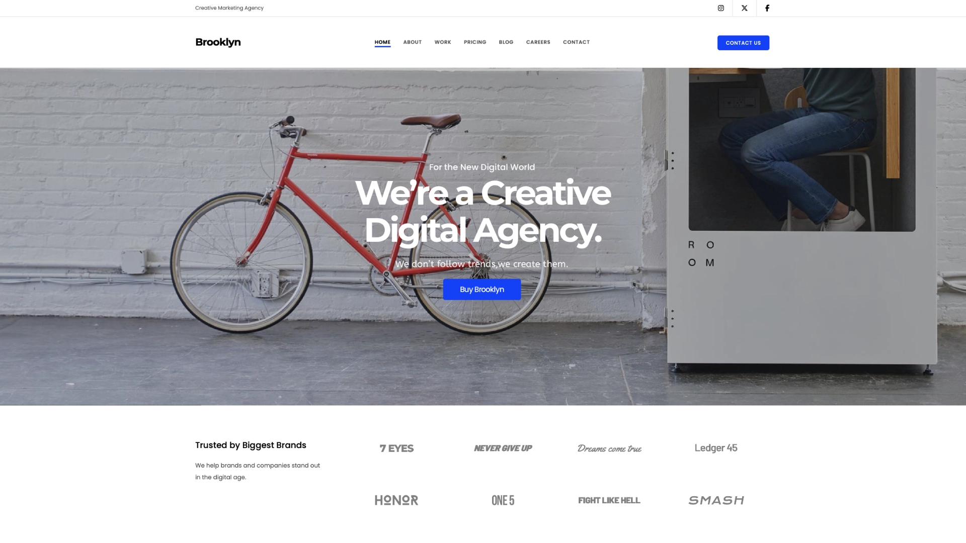 Brooklyn creative WordPress theme for modern agencies with parallax design
