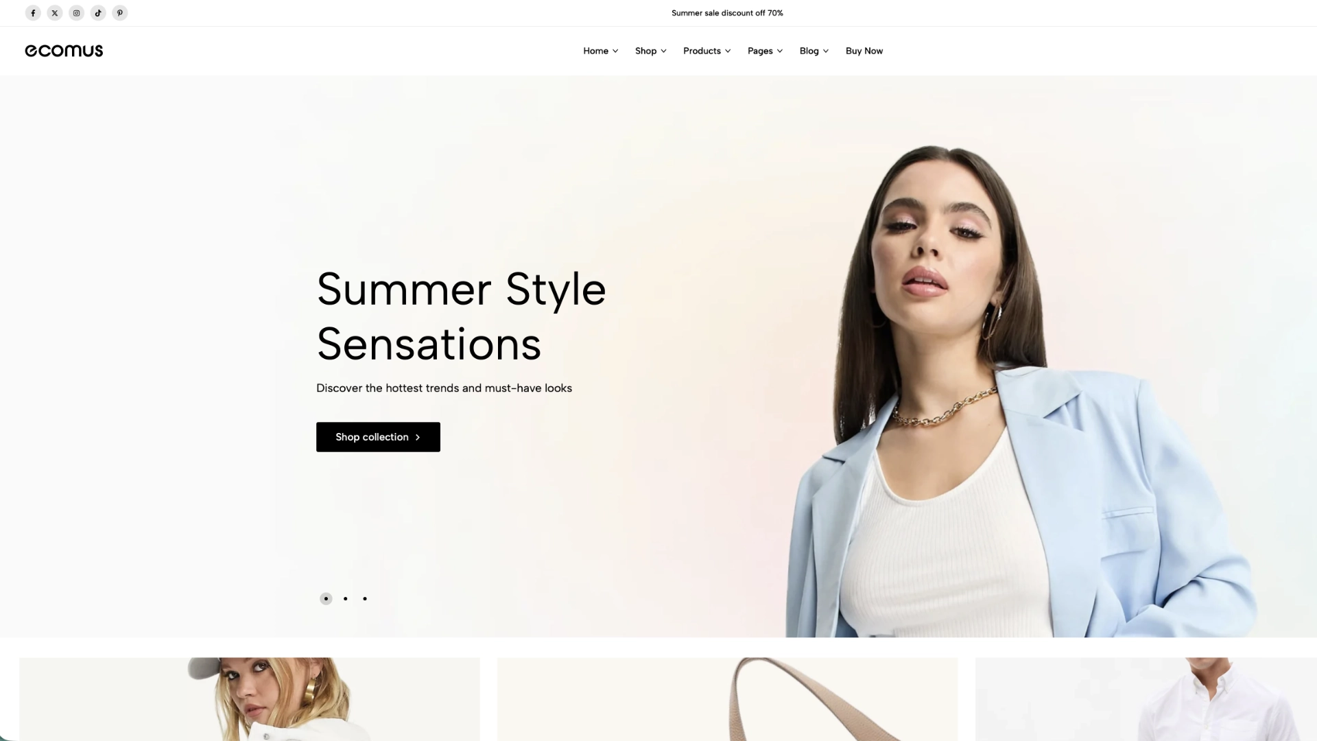 Ecomus modern WooCommerce WordPress theme for online shops