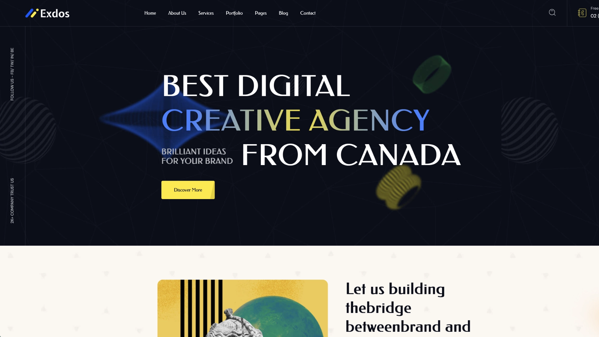 Exdos digital agency and creative portfolio WordPress theme