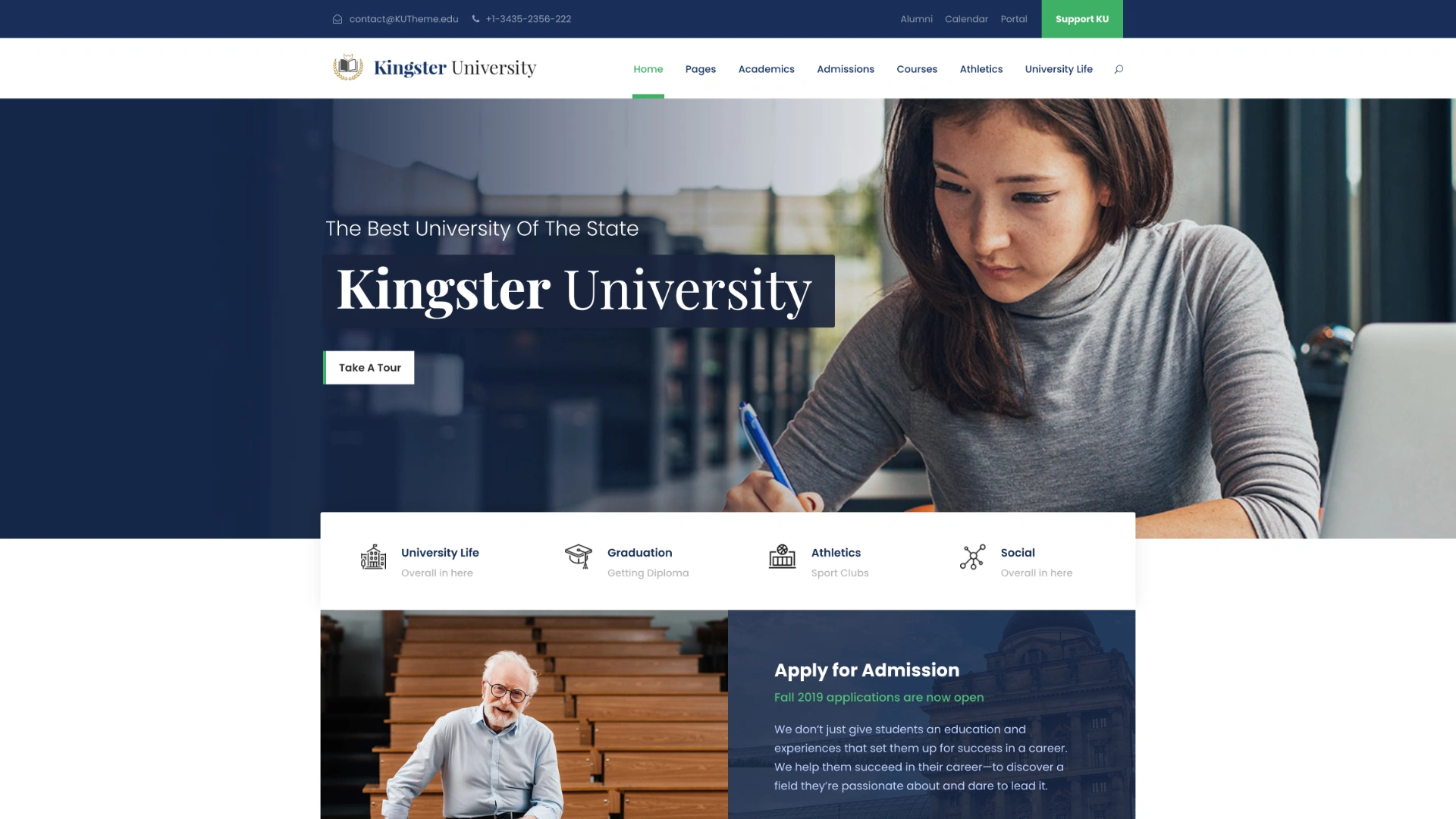 Kingster WordPress theme for universities colleges and K-12 schools