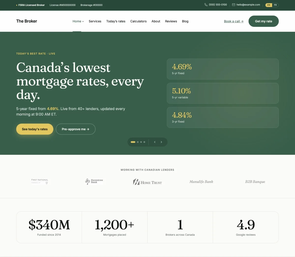 The Broker mortgage broker WordPress theme corporate homepage layout for multi-office brokerage firms